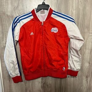 Vintage Adidas Los Angeles Clippers Youth 10/12 Full Zip Warm Up Jacket NBA Red